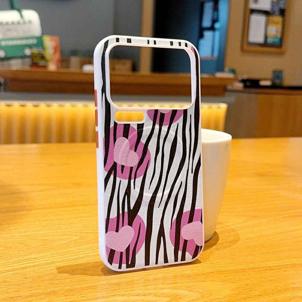 For Xiaomi 17 Pro Magnetic Case Heart Zebra Pattern Leather Coated PC Phone Cover