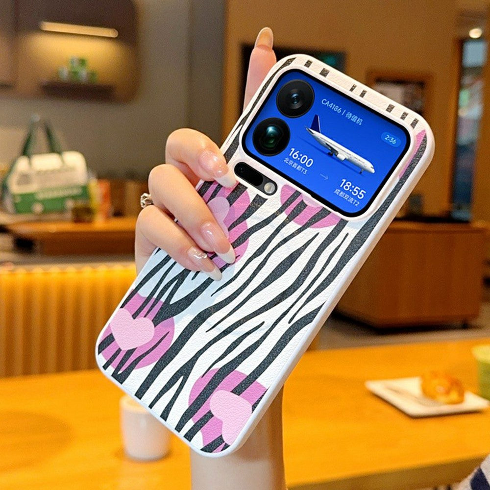 For Xiaomi 17 Pro Max Magnetic Case Heart Zebra Pattern Leather Coated PC Phone Cover