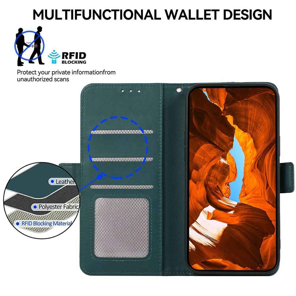 ABEEL For Xiaomi 17 Pro Case Leather Phone Cover with RFID Blocking Wallet - Green
