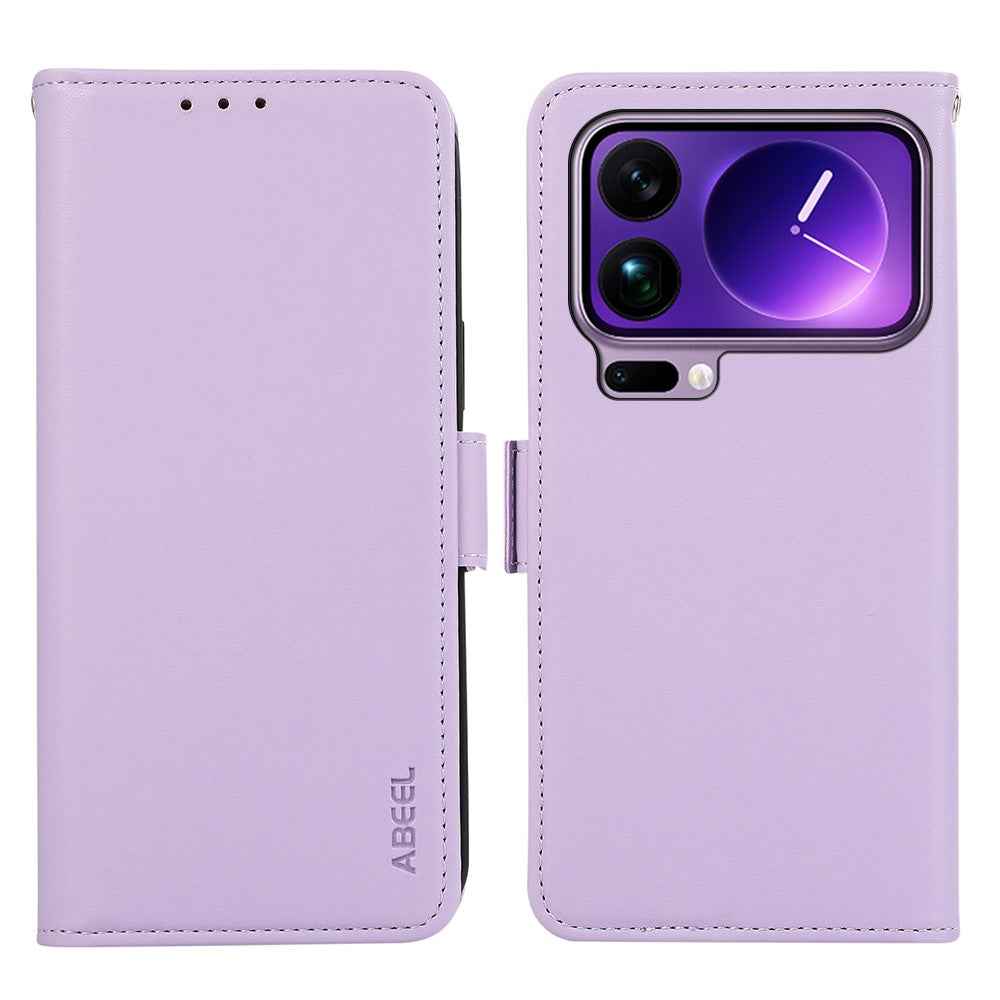 ABEEL For Xiaomi 17 Pro Case Leather Phone Cover with RFID Blocking Wallet - Purple