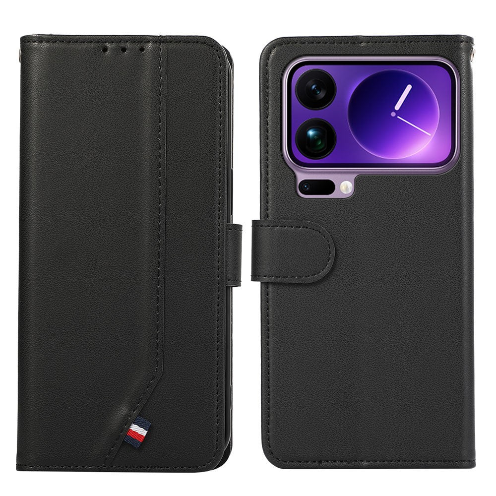 For Xiaomi 17 Pro Max Case RFID Blocking Flip Leather Phone Cover - Black