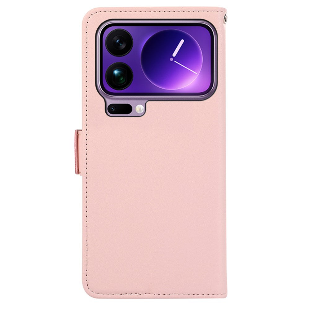 ABEEL For Xiaomi 17 Pro Max Case Leather Phone Cover with RFID Blocking Wallet - Pink