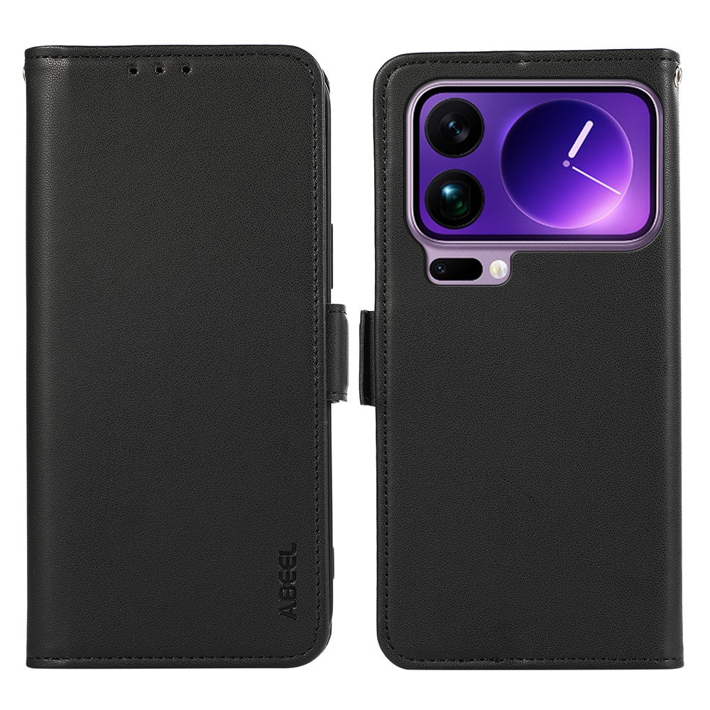 ABEEL For Xiaomi 17 Pro Max Case Leather Phone Cover with RFID Blocking Wallet - Black