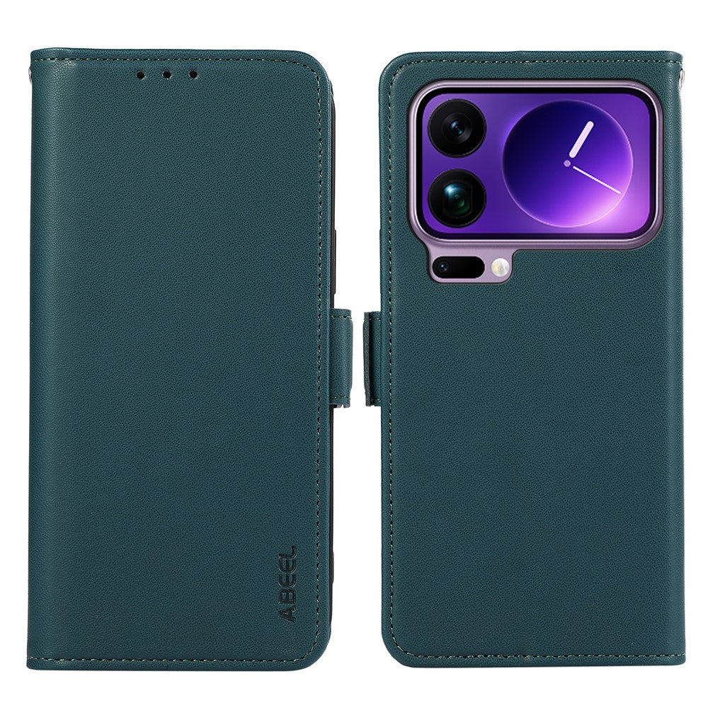 ABEEL For Xiaomi 17 Pro Max Case Leather Phone Cover with RFID Blocking Wallet - Green