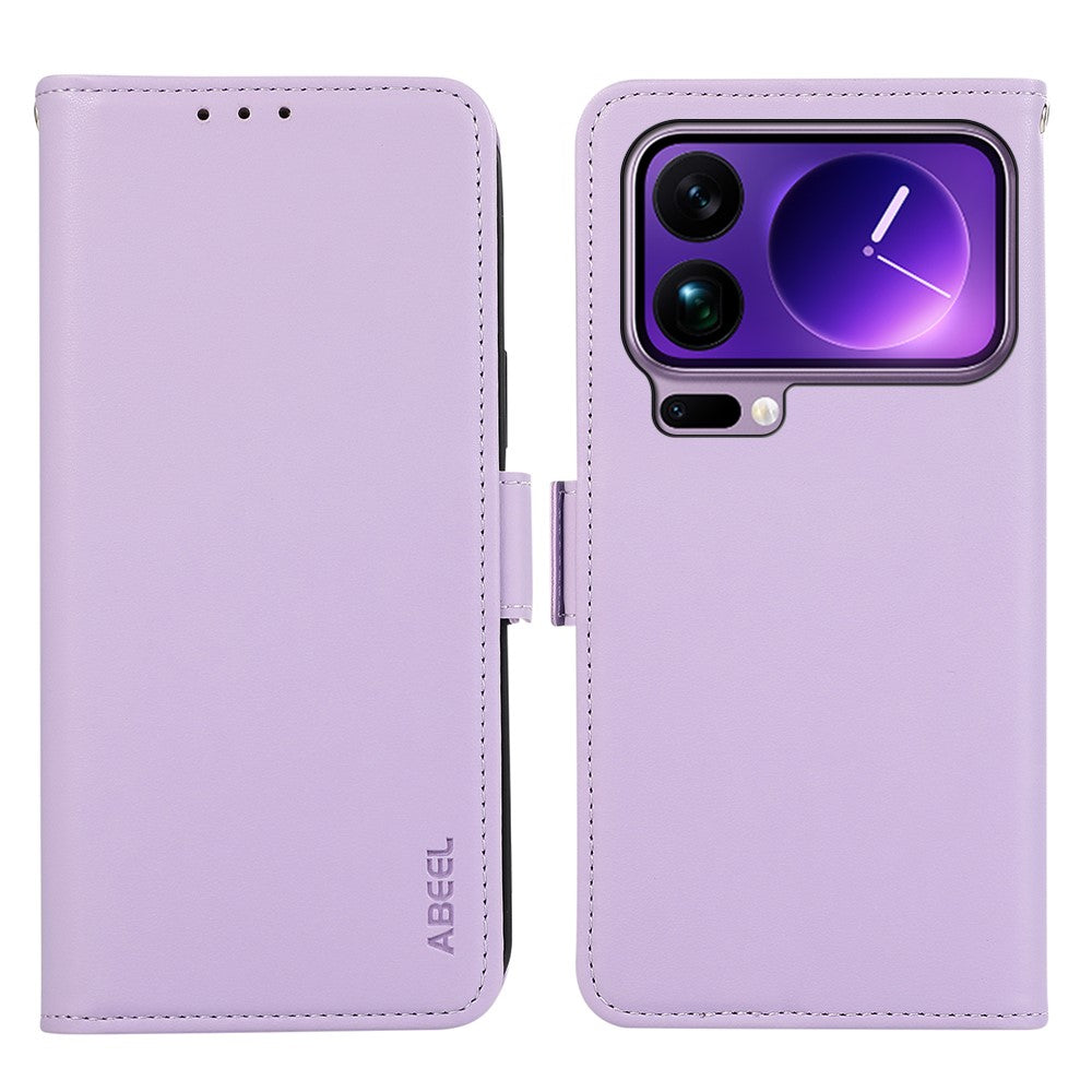 ABEEL For Xiaomi 17 Pro Max Case Leather Phone Cover with RFID Blocking Wallet - Purple