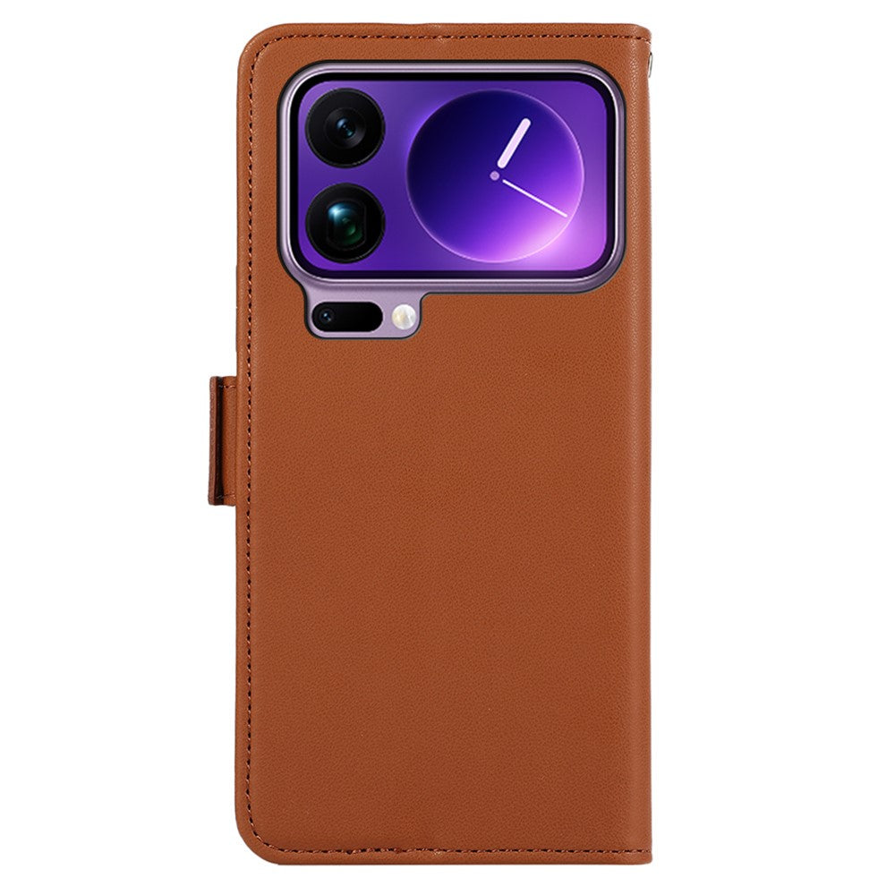 ABEEL For Xiaomi 17 Pro Max Case Leather Phone Cover with RFID Blocking Wallet - Brown