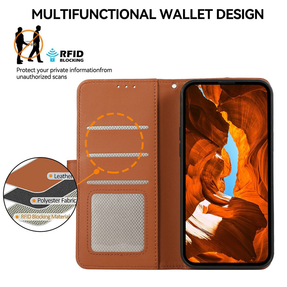 For Xiaomi Redmi Note 15 Pro 5G (Global) Case RFID Blocking Flip Leather Phone Cover - Brown