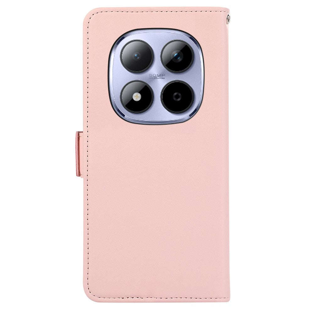 ABEEL For Xiaomi Redmi Note 15 Pro 5G (Global) Case Leather Phone Cover with RFID Blocking Wallet - Pink