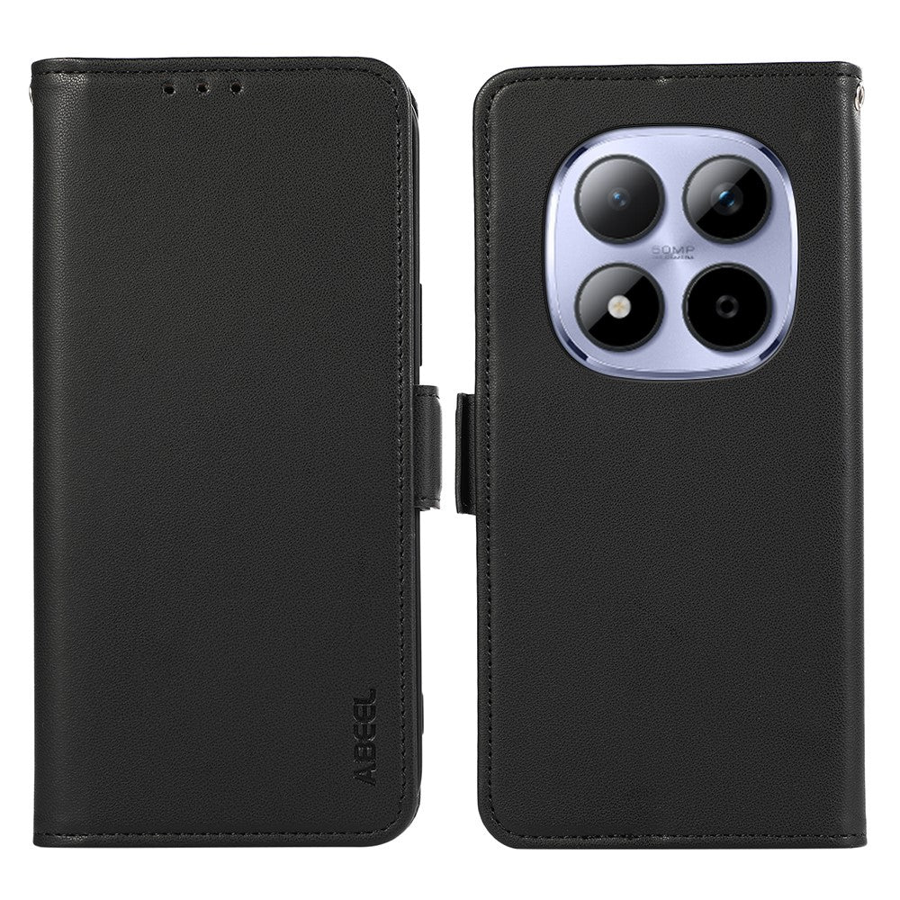 ABEEL For Xiaomi Redmi Note 15 Pro 5G (Global) Case Leather Phone Cover with RFID Blocking Wallet - Black