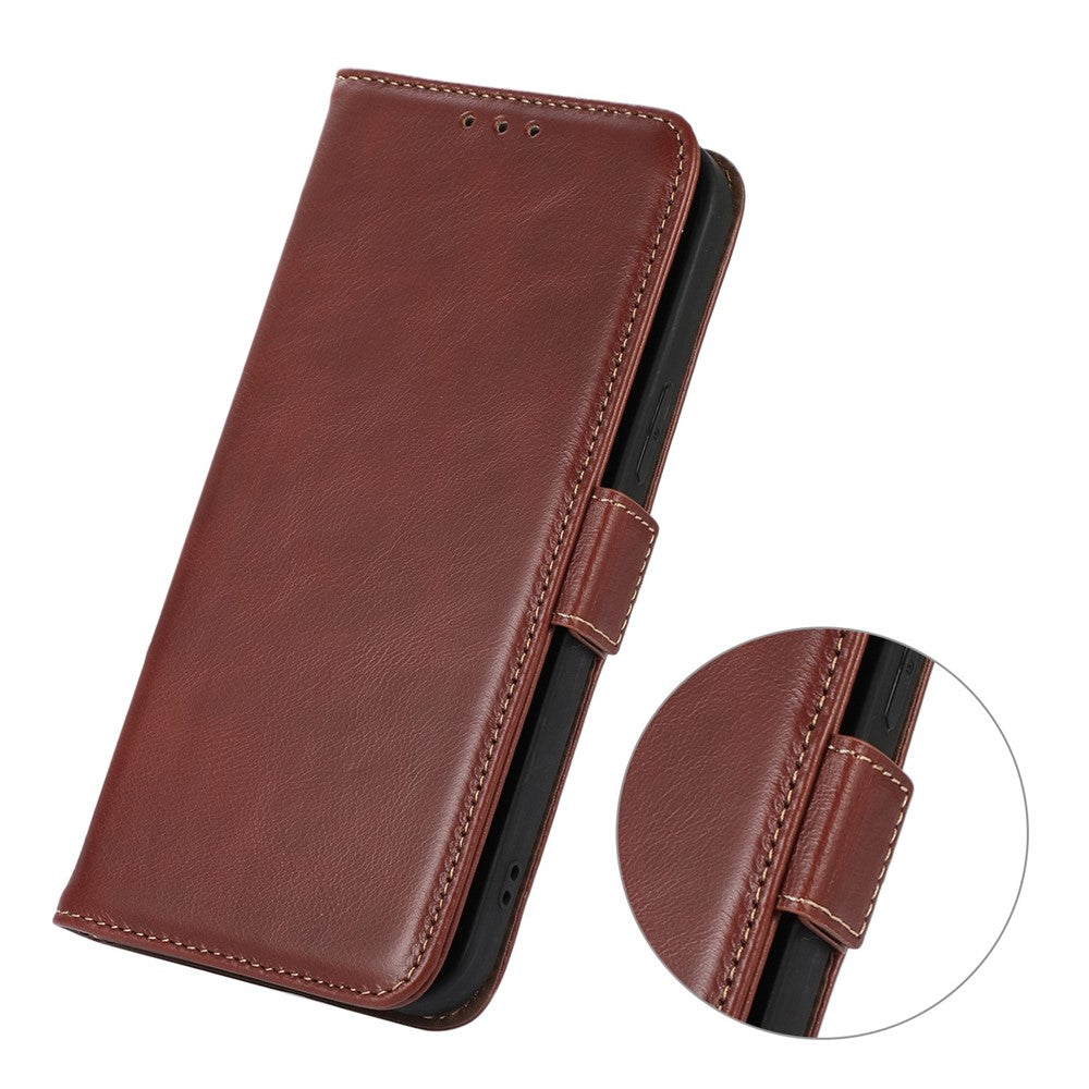 For Xiaomi Redmi Note 15 Pro 5G (Global) Case RFID Blocking Genuine Cow Leather Wallet Phone Cover - Brown