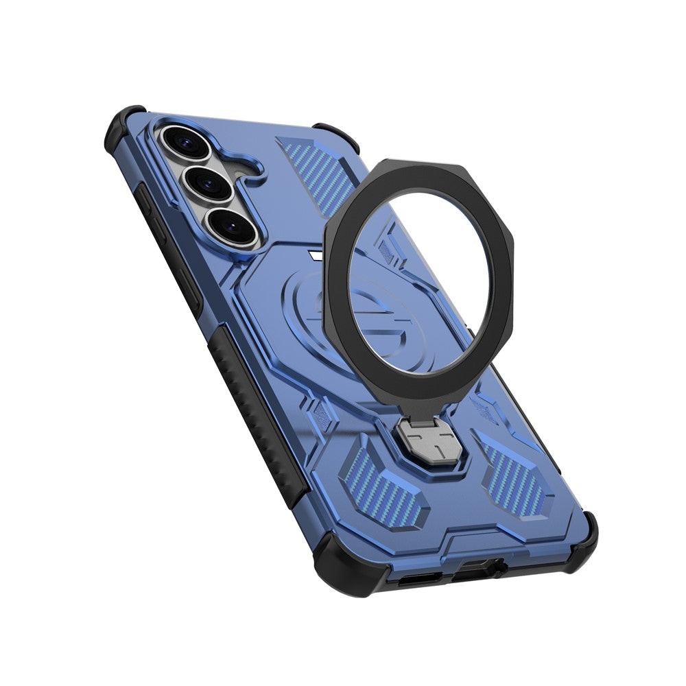 For-Samsung-Galaxy-S26-/-S26-Pro-Magnetic-Case-Rotating-Metal-Kickstand-Shockproof-PC-+-TPU-Phone-Back-Cover-Dark-Blue