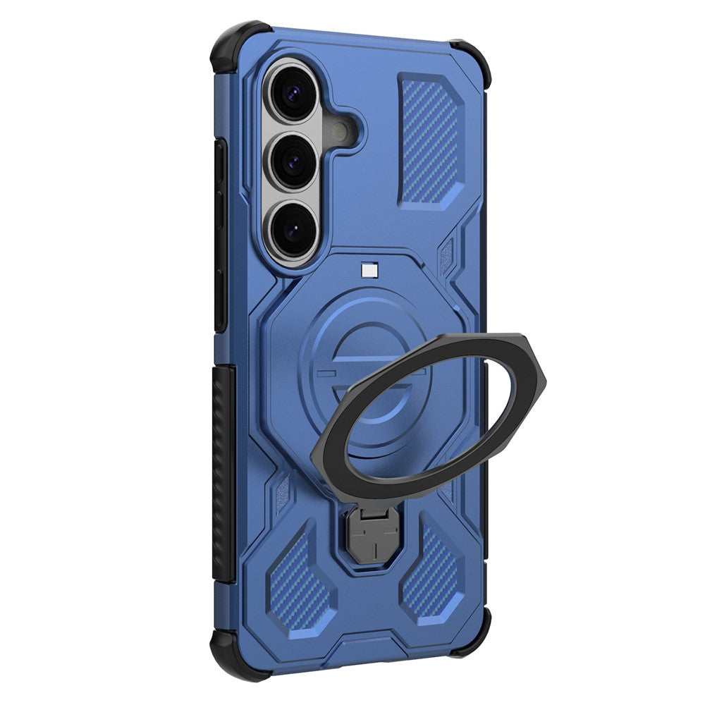 For-Samsung-Galaxy-S26-/-S26-Pro-Magnetic-Case-Rotating-Metal-Kickstand-Shockproof-PC-+-TPU-Phone-Back-Cover-Dark-Blue
