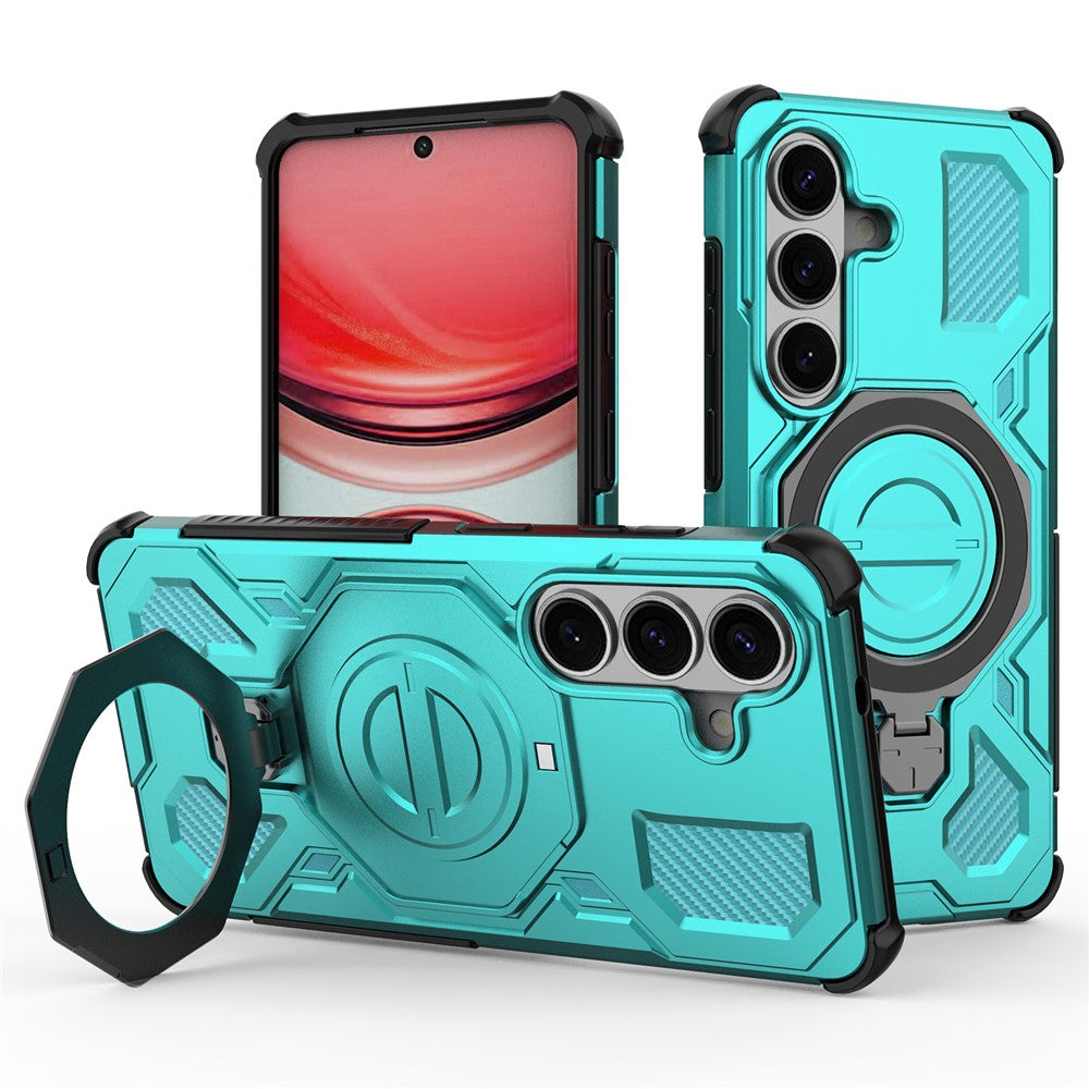 For-Samsung-Galaxy-S26-/-S26-Pro-Magnetic-Case-Rotating-Metal-Kickstand-Shockproof-PC-+-TPU-Phone-Back-Cover-Baby-Blue