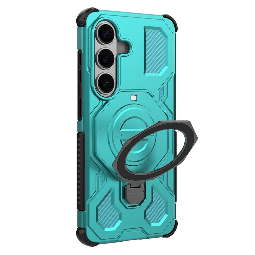 For-Samsung-Galaxy-S26-/-S26-Pro-Magnetic-Case-Rotating-Metal-Kickstand-Shockproof-PC-+-TPU-Phone-Back-Cover-Baby-Blue