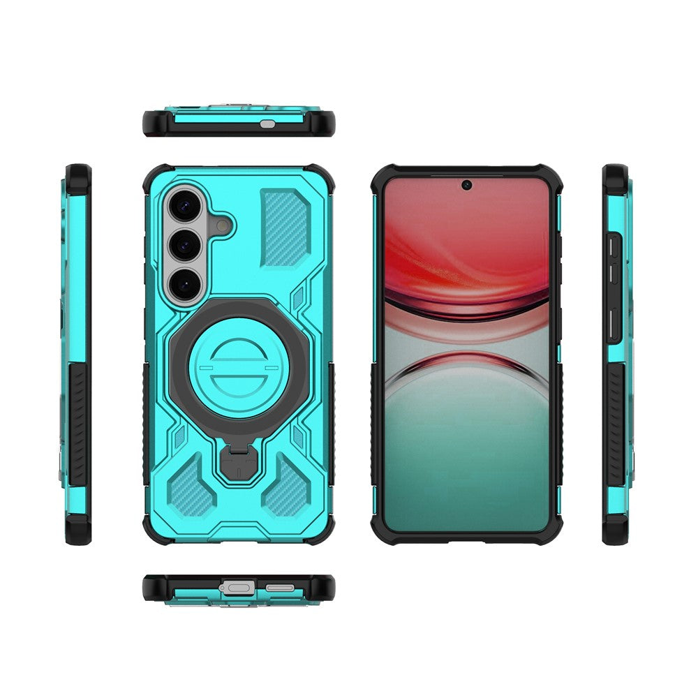 For-Samsung-Galaxy-S26-/-S26-Pro-Magnetic-Case-Rotating-Metal-Kickstand-Shockproof-PC-+-TPU-Phone-Back-Cover-Baby-Blue