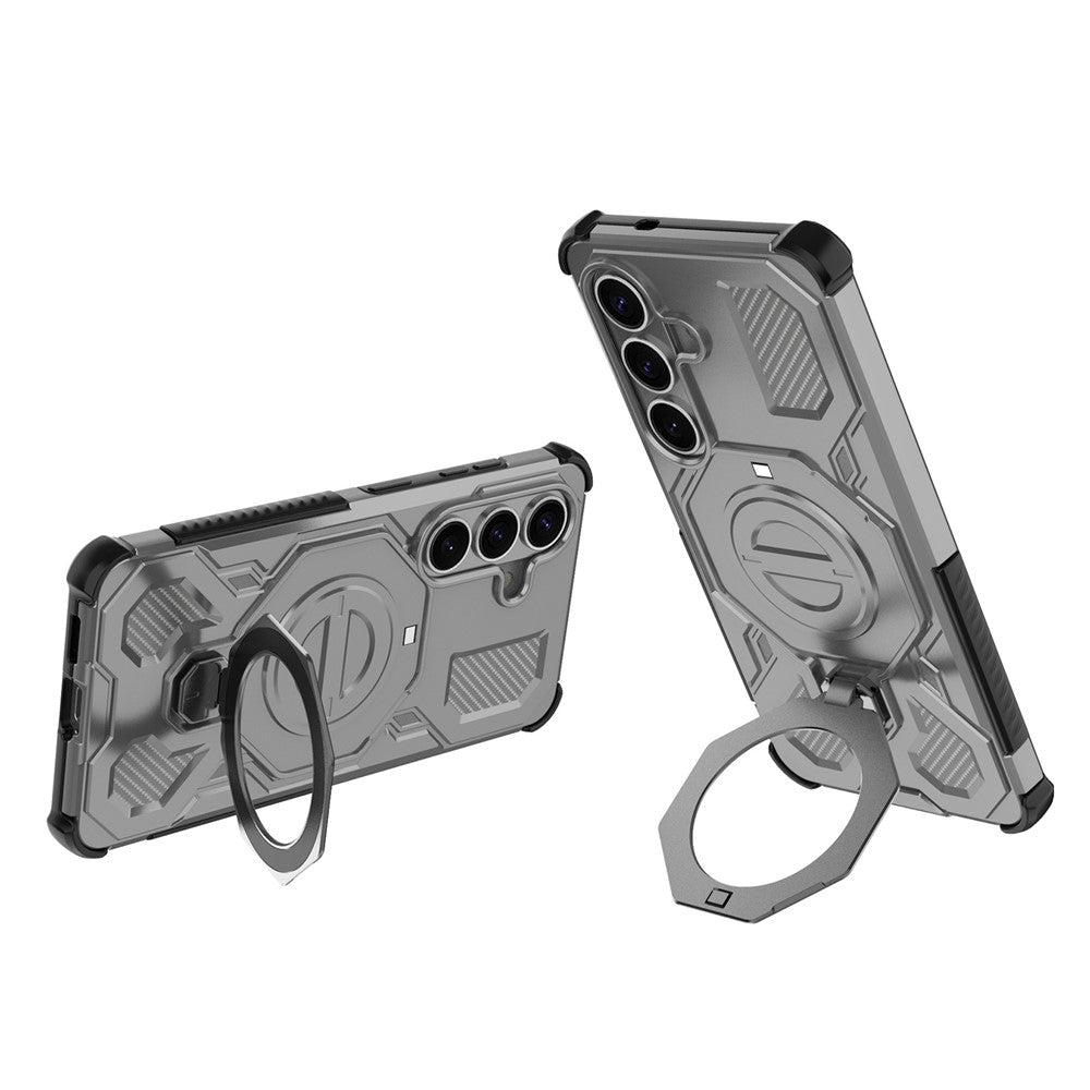 For-Samsung-Galaxy-S26-/-S26-Pro-Magnetic-Case-Rotating-Metal-Kickstand-Shockproof-PC-+-TPU-Phone-Back-Cover-Grey