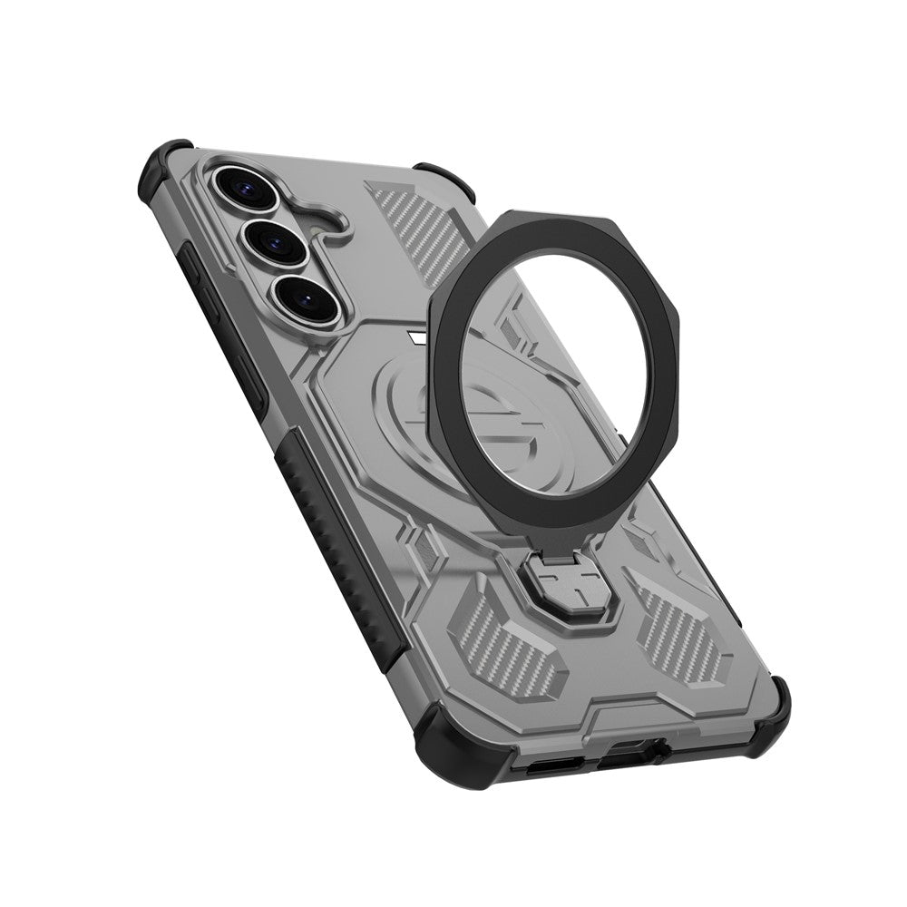 For-Samsung-Galaxy-S26-/-S26-Pro-Magnetic-Case-Rotating-Metal-Kickstand-Shockproof-PC-+-TPU-Phone-Back-Cover-Grey