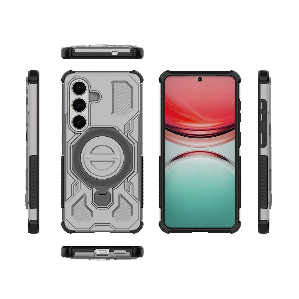 For-Samsung-Galaxy-S26-/-S26-Pro-Magnetic-Case-Rotating-Metal-Kickstand-Shockproof-PC-+-TPU-Phone-Back-Cover-Grey