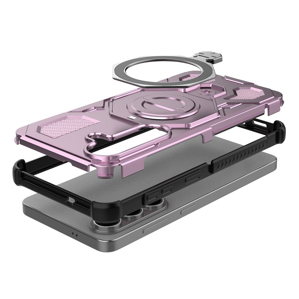 For-Samsung-Galaxy-S26-/-S26-Pro-Magnetic-Case-Rotating-Metal-Kickstand-Shockproof-PC-+-TPU-Phone-Back-Cover-Pink