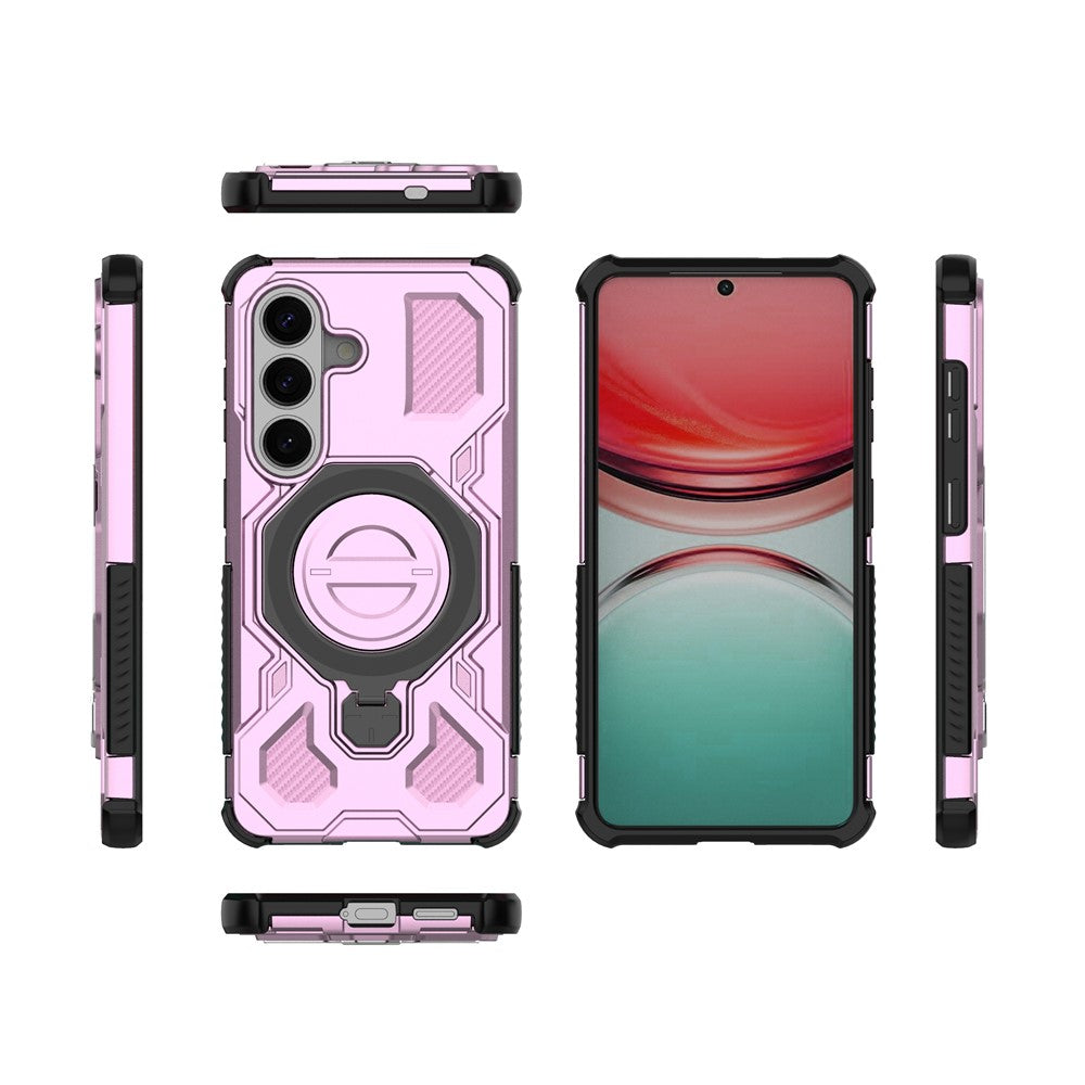 For-Samsung-Galaxy-S26-/-S26-Pro-Magnetic-Case-Rotating-Metal-Kickstand-Shockproof-PC-+-TPU-Phone-Back-Cover-Pink