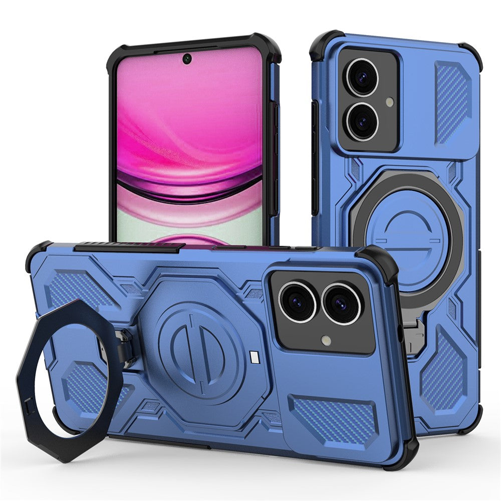For-Samsung-Galaxy-S26-Edge-Magnetic-Case-Rotating-Metal-Kickstand-Shockproof-PC-+-TPU-Phone-Back-Cover-Dark-Blue