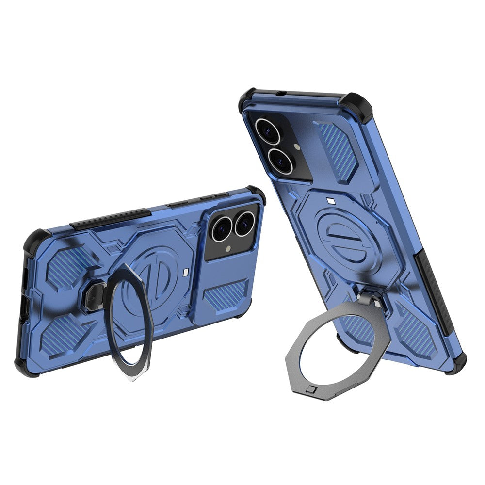 For-Samsung-Galaxy-S26-Edge-Magnetic-Case-Rotating-Metal-Kickstand-Shockproof-PC-+-TPU-Phone-Back-Cover-Dark-Blue