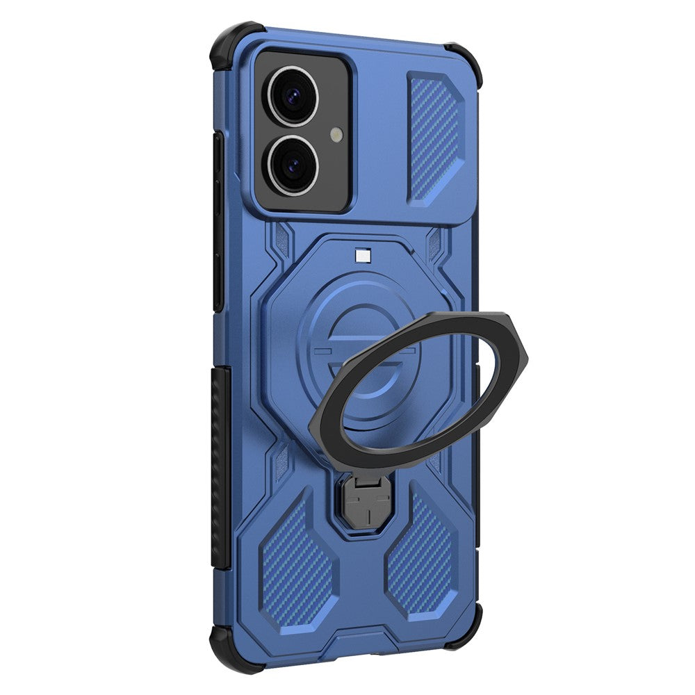 For-Samsung-Galaxy-S26-Edge-Magnetic-Case-Rotating-Metal-Kickstand-Shockproof-PC-+-TPU-Phone-Back-Cover-Dark-Blue