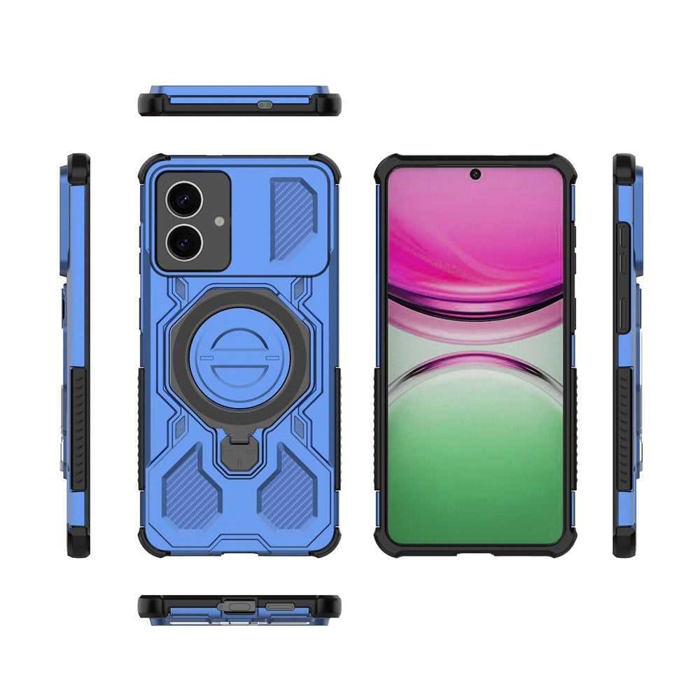 For-Samsung-Galaxy-S26-Edge-Magnetic-Case-Rotating-Metal-Kickstand-Shockproof-PC-+-TPU-Phone-Back-Cover-Dark-Blue