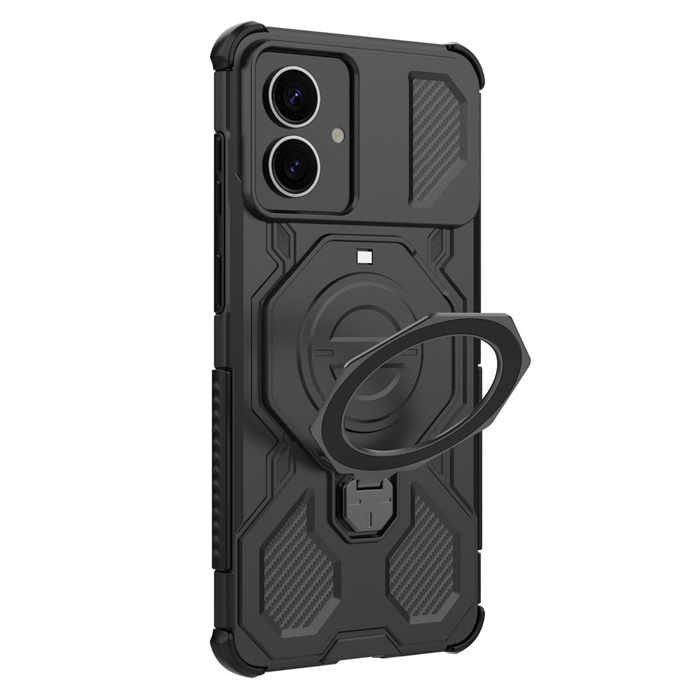 For-Samsung-Galaxy-S26-Edge-Magnetic-Case-Rotating-Metal-Kickstand-Shockproof-PC-+-TPU-Phone-Back-Cover-Black