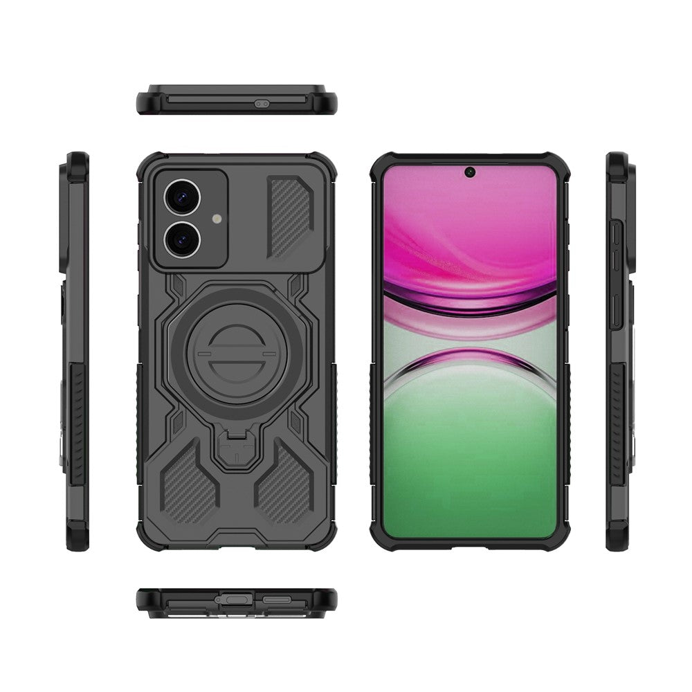 For-Samsung-Galaxy-S26-Edge-Magnetic-Case-Rotating-Metal-Kickstand-Shockproof-PC-+-TPU-Phone-Back-Cover-Black