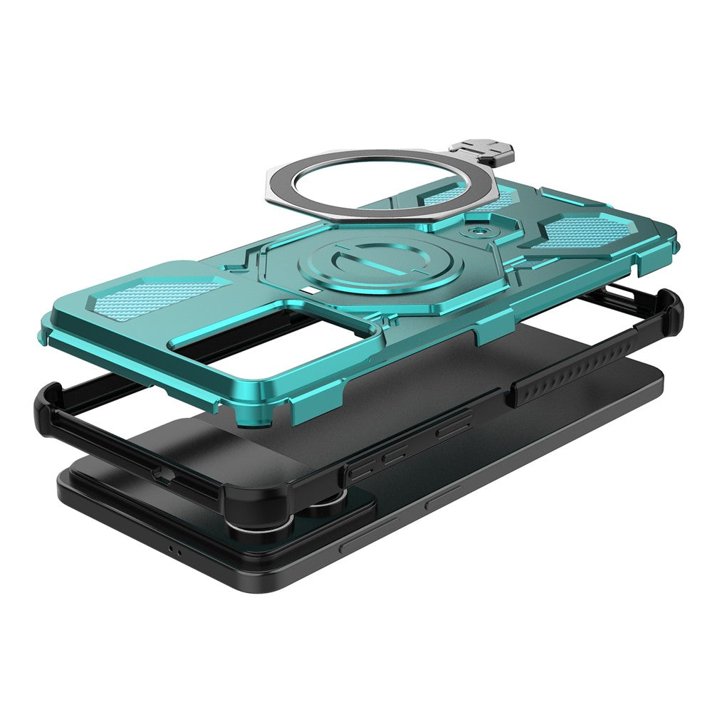 For-Samsung-Galaxy-S26-Edge-Magnetic-Case-Rotating-Metal-Kickstand-Shockproof-PC-+-TPU-Phone-Back-Cover-Baby-Blue