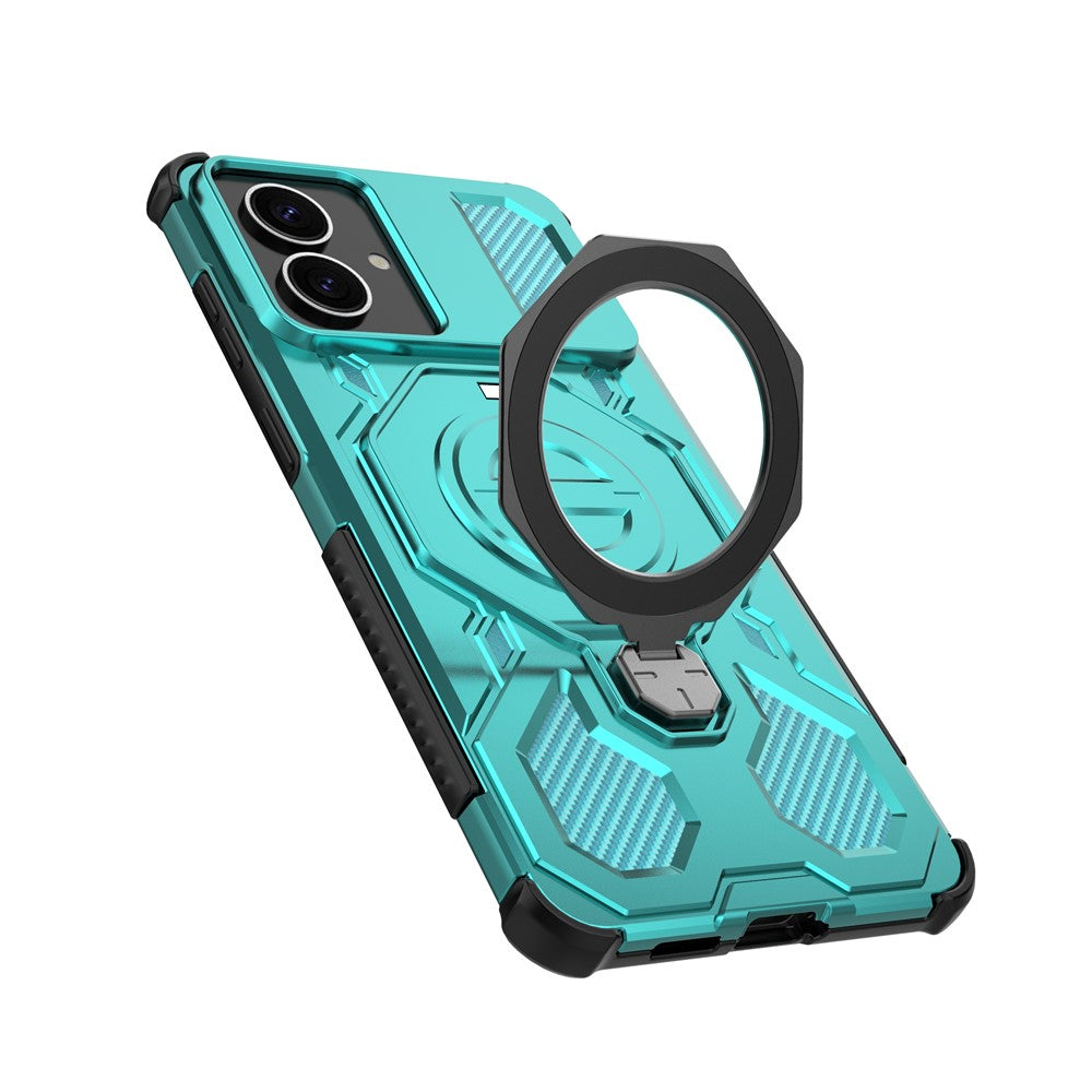 For-Samsung-Galaxy-S26-Edge-Magnetic-Case-Rotating-Metal-Kickstand-Shockproof-PC-+-TPU-Phone-Back-Cover-Baby-Blue