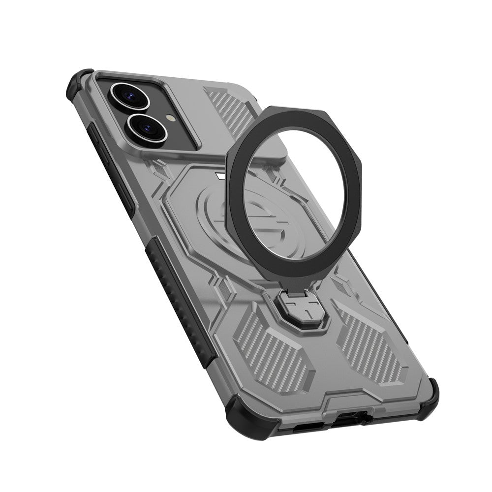For-Samsung-Galaxy-S26-Edge-Magnetic-Case-Rotating-Metal-Kickstand-Shockproof-PC-+-TPU-Phone-Back-Cover-Grey