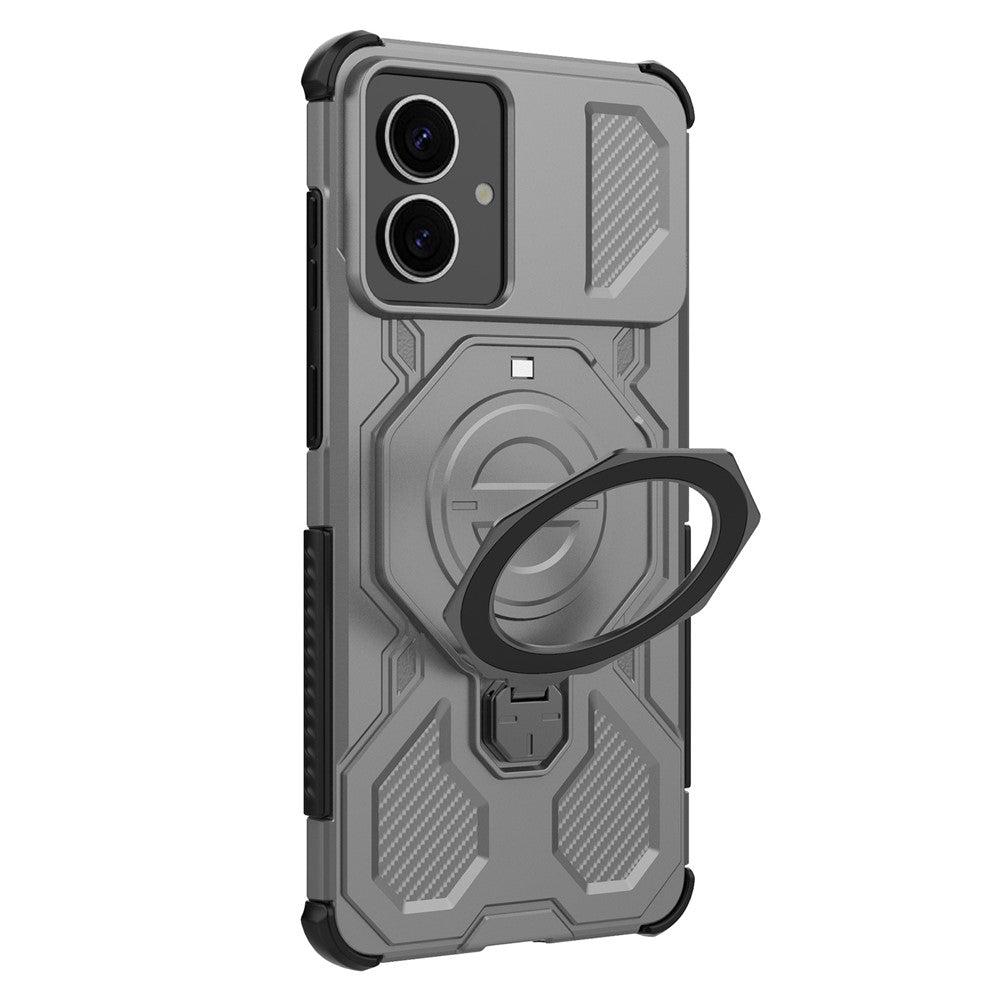 For-Samsung-Galaxy-S26-Edge-Magnetic-Case-Rotating-Metal-Kickstand-Shockproof-PC-+-TPU-Phone-Back-Cover-Grey