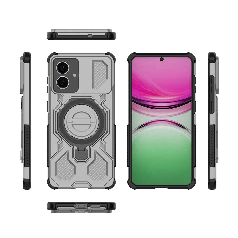 For-Samsung-Galaxy-S26-Edge-Magnetic-Case-Rotating-Metal-Kickstand-Shockproof-PC-+-TPU-Phone-Back-Cover-Grey