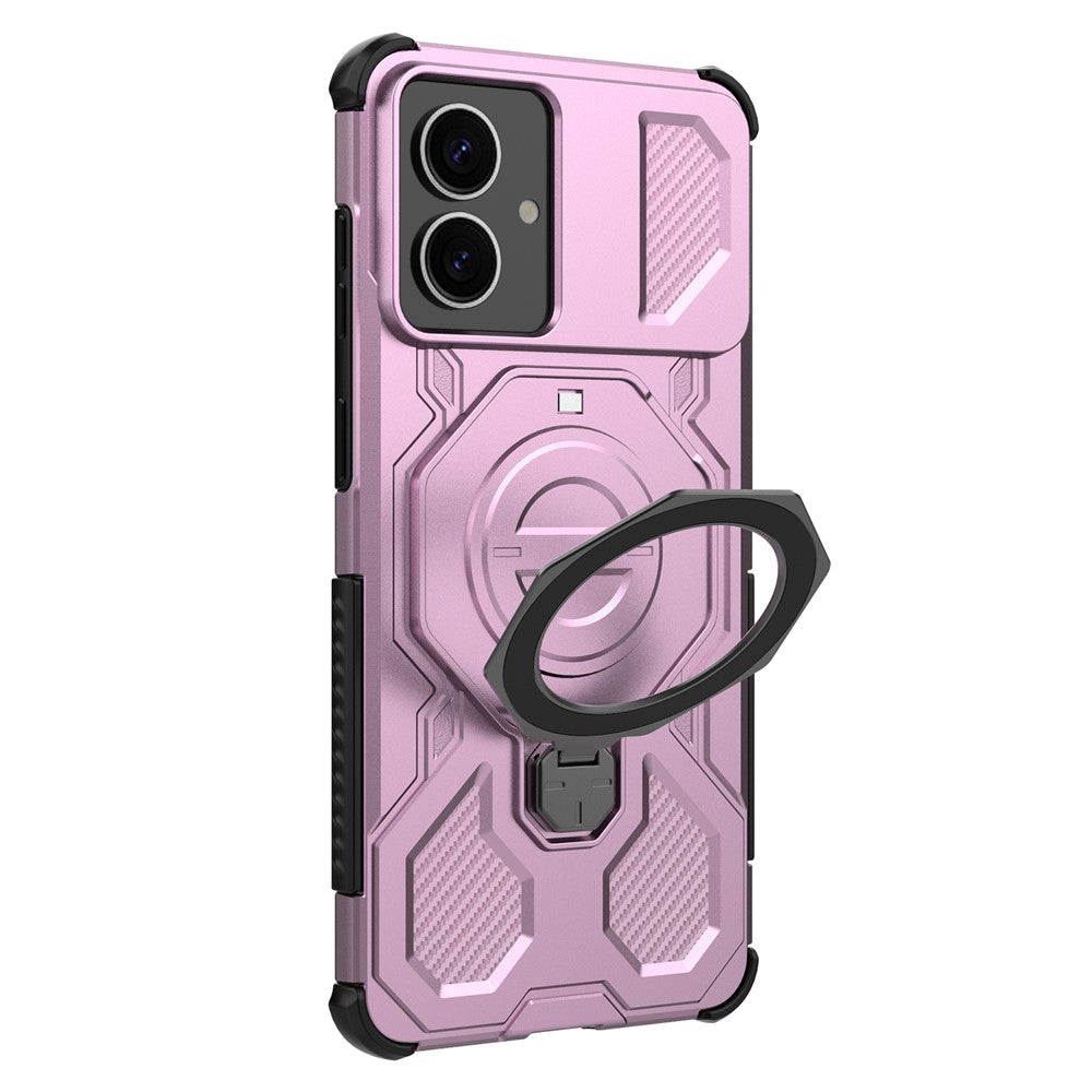 For-Samsung-Galaxy-S26-Edge-Magnetic-Case-Rotating-Metal-Kickstand-Shockproof-PC-+-TPU-Phone-Back-Cover-Pink