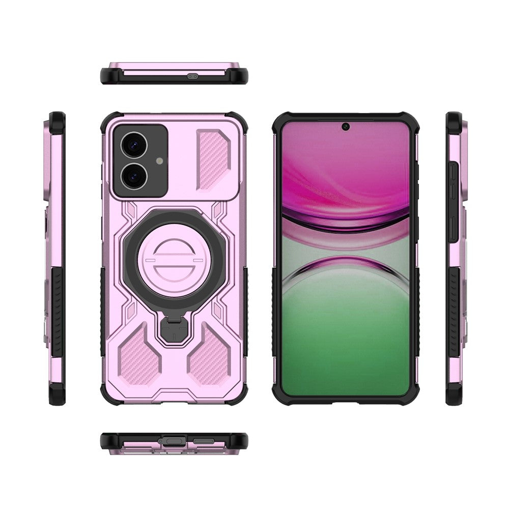 For-Samsung-Galaxy-S26-Edge-Magnetic-Case-Rotating-Metal-Kickstand-Shockproof-PC-+-TPU-Phone-Back-Cover-Pink