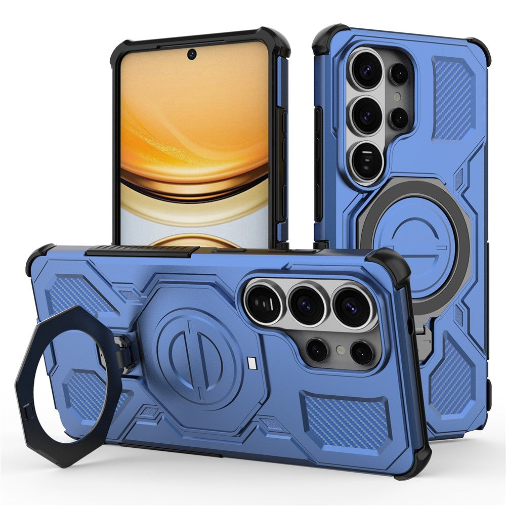 For-Samsung-Galaxy-S26-Ultra-Magnetic-Case-Rotating-Metal-Kickstand-Shockproof-PC-+-TPU-Phone-Back-Cover-Dark-Blue