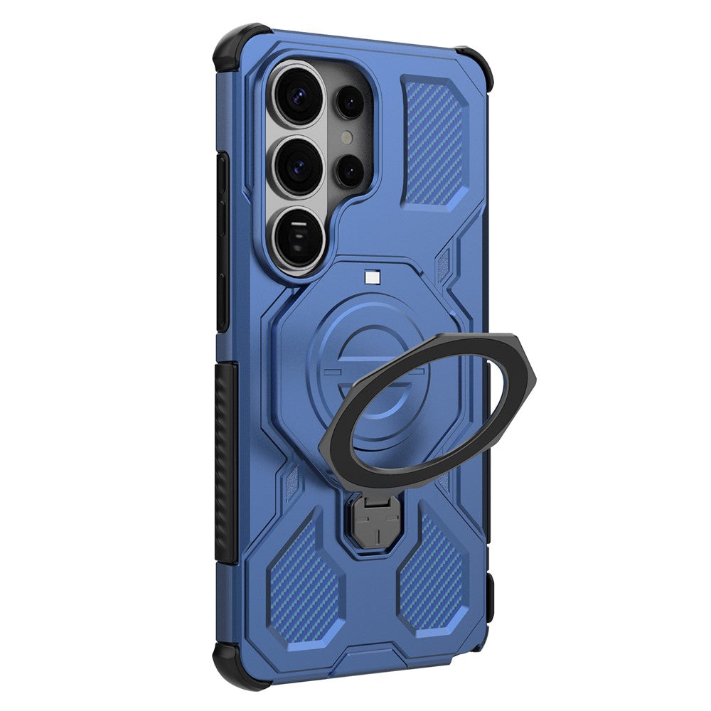 For-Samsung-Galaxy-S26-Ultra-Magnetic-Case-Rotating-Metal-Kickstand-Shockproof-PC-+-TPU-Phone-Back-Cover-Dark-Blue