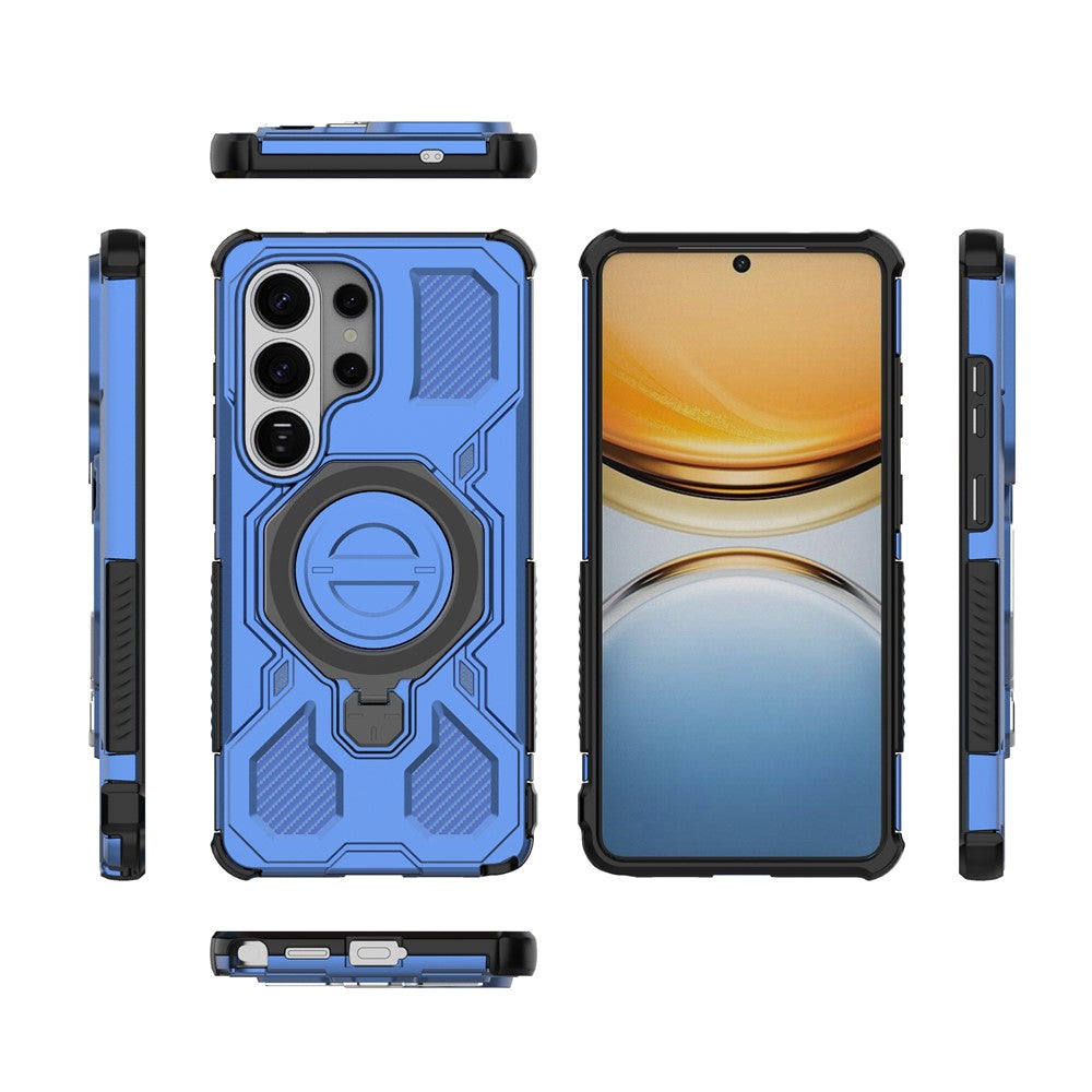 For-Samsung-Galaxy-S26-Ultra-Magnetic-Case-Rotating-Metal-Kickstand-Shockproof-PC-+-TPU-Phone-Back-Cover-Dark-Blue