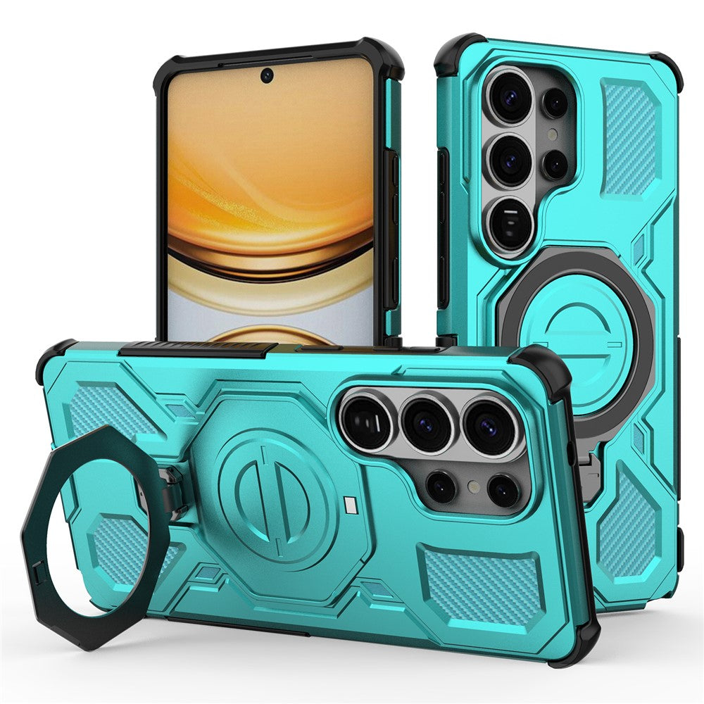 For-Samsung-Galaxy-S26-Ultra-Magnetic-Case-Rotating-Metal-Kickstand-Shockproof-PC-+-TPU-Phone-Back-Cover-Baby-Blue
