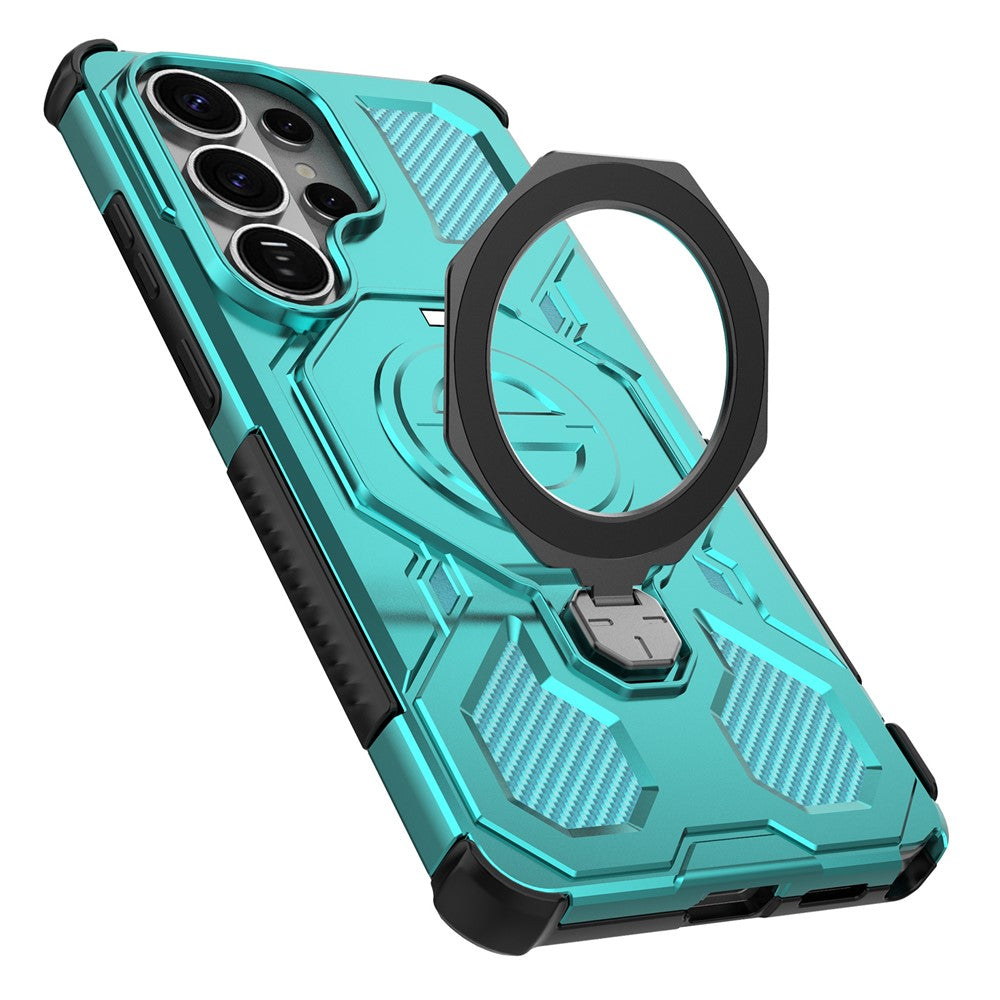 For-Samsung-Galaxy-S26-Ultra-Magnetic-Case-Rotating-Metal-Kickstand-Shockproof-PC-+-TPU-Phone-Back-Cover-Baby-Blue