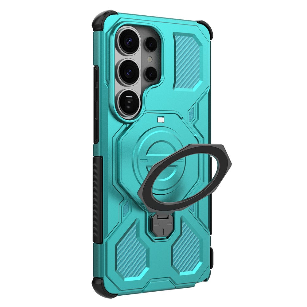 For-Samsung-Galaxy-S26-Ultra-Magnetic-Case-Rotating-Metal-Kickstand-Shockproof-PC-+-TPU-Phone-Back-Cover-Baby-Blue