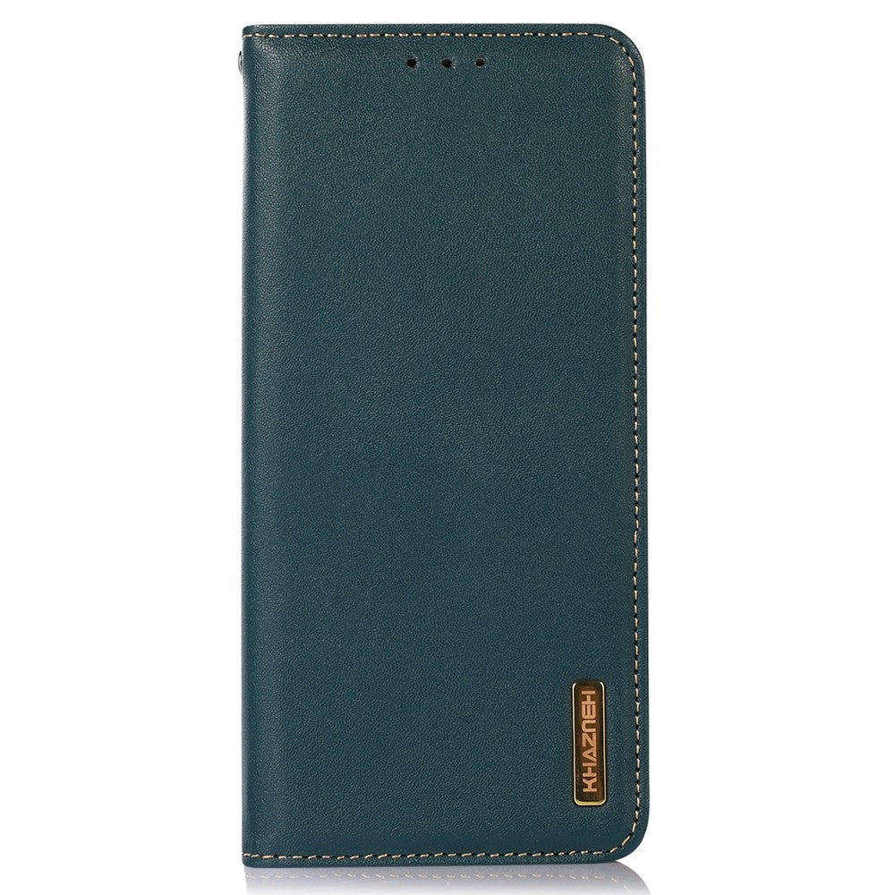 KHAZNEH For Xiaomi Poco M8 Pro 5G / Redmi Note 15 Pro+ 5G (Global) Case Wallet Genuine Cow Leather Phone Cover Nappa Texture - Green