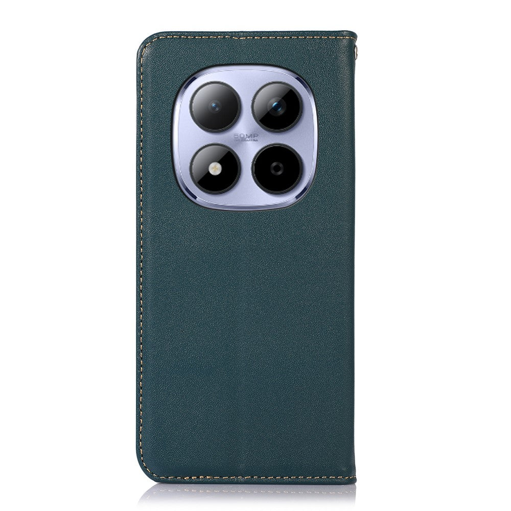 KHAZNEH For Xiaomi Poco M8 Pro 5G / Redmi Note 15 Pro+ 5G (Global) Case Wallet Genuine Cow Leather Phone Cover Nappa Texture - Green