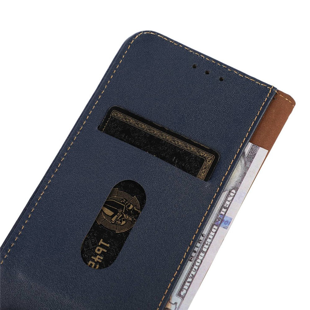 KHAZNEH For Xiaomi Poco M8 Pro 5G / Redmi Note 15 Pro+ 5G (Global) Case Wallet Genuine Cow Leather Phone Cover Nappa Texture - Blue