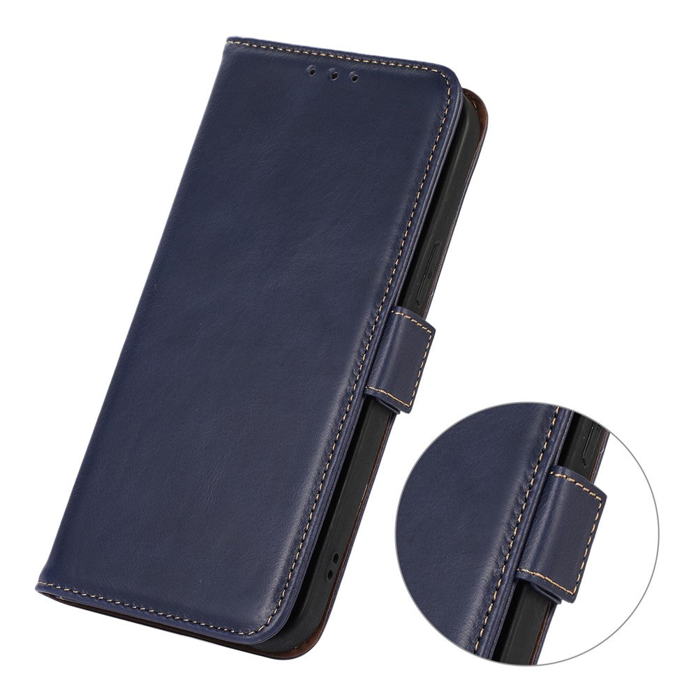 For Xiaomi Poco M8 Pro 5G / Redmi Note 15 Pro+ 5G (Global) Case RFID Blocking Genuine Cow Leather Wallet Phone Cover - Blue