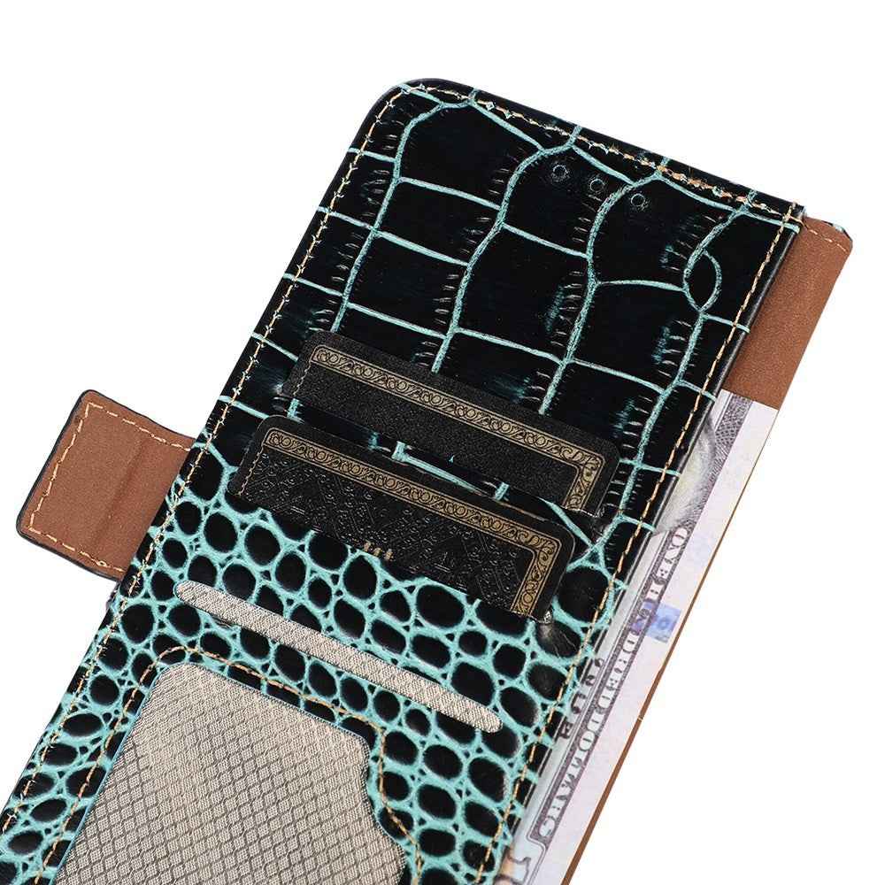 For Xiaomi 17 Pro Case RFID Blocking Wallet Crocodile Texture Genuine Cow Leather Phone Cover - Green