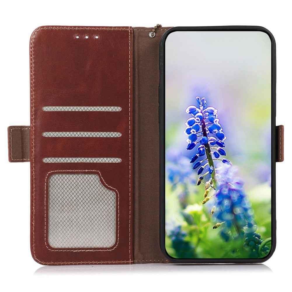 For Xiaomi 17 Pro Case RFID Blocking Genuine Cow Leather Wallet Phone Cover - Brown