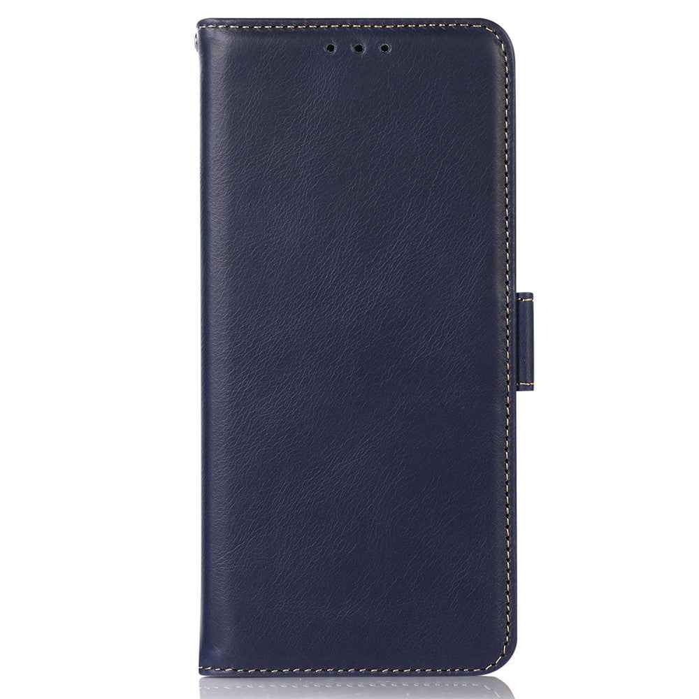 For Xiaomi 17 Pro Case RFID Blocking Genuine Cow Leather Wallet Phone Cover - Blue